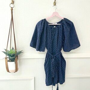 Marysia Resort Swim Navy Blue White Swiss Dot Lightweight Mini Dress Size S